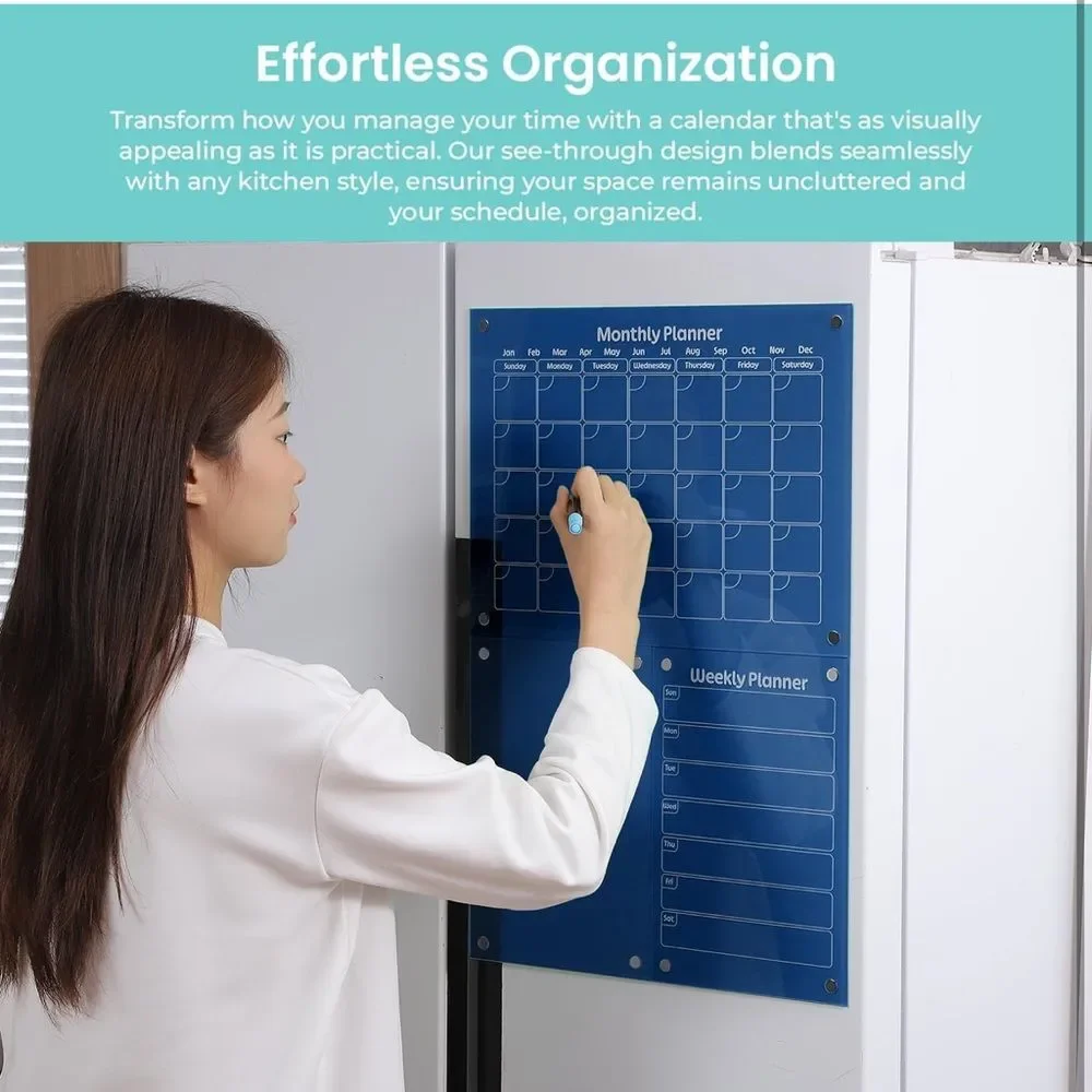 Acrylic Magnetic Calendar Set Monthly Weekly Planner Dry Erase Markers List OW